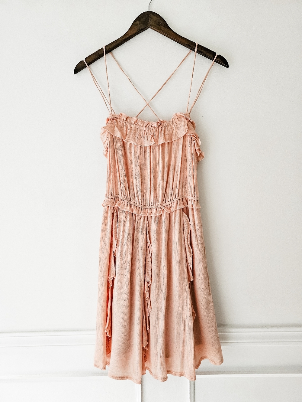 Blush Pink Ruffled Spaghetti Strap Sundress